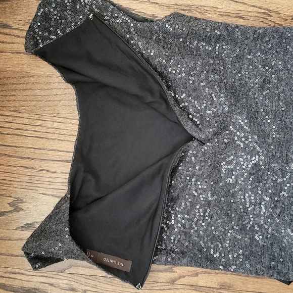 The Limited Grey Sequined Dress with Bow Side Rouche - Picture 7 of 10